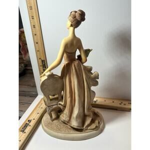 Elegant Vintage Lady Figurine with Chair & Flowers Romantic Victorian Decor